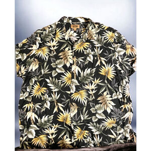 2XL mens Short Sleeve Foundry Supply Co. Hawaiian Shirt Black/Tan/Green